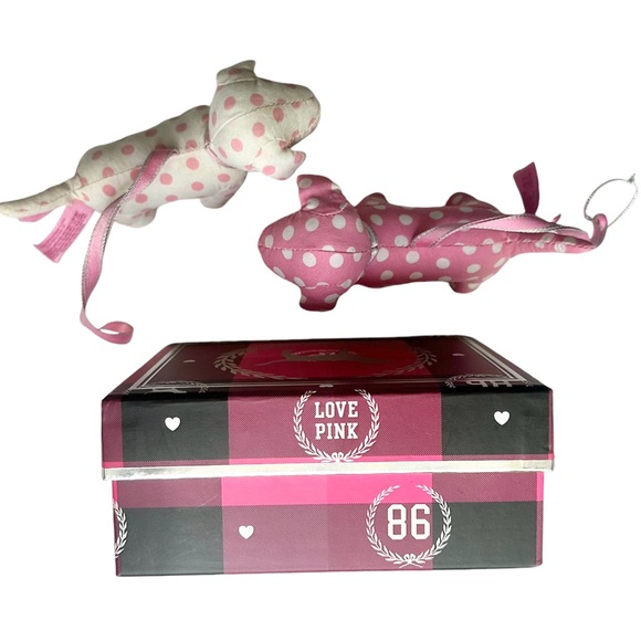 PiNK Victoria’s Secret Mini Dog Ornaments + VS LOVE PiNK Box PiNK Christmas - Picture 7 of 11